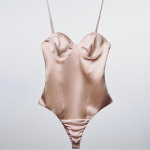 Zara Bustier Satin Effect Bodysuit